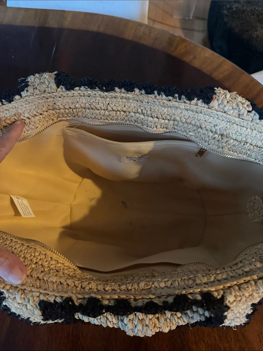 kate spade Beige Woven Bow-Accent Tote